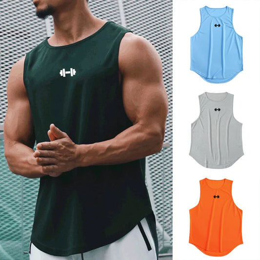 Summer Tank Top Mens Gym Fitness Training Clothing Quick Dry Silm Fit